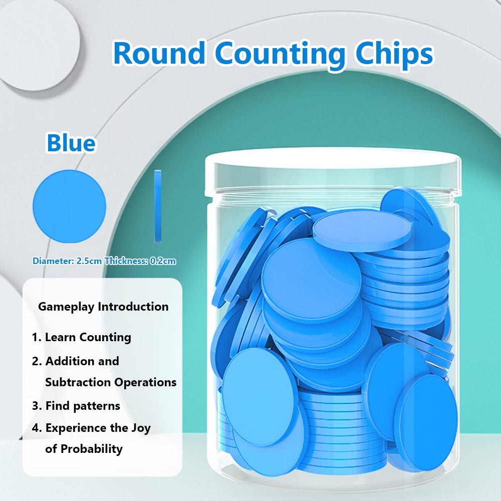 Board Game Quiz - 100pcs Plastic Counting Chips Addition Subtraction