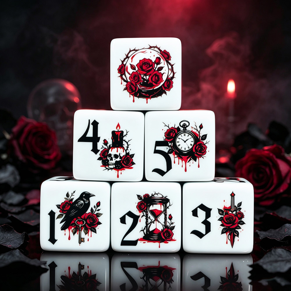 12Pcs Gothic Rose 16MM Printed - đánh giá và giá Board Game Print