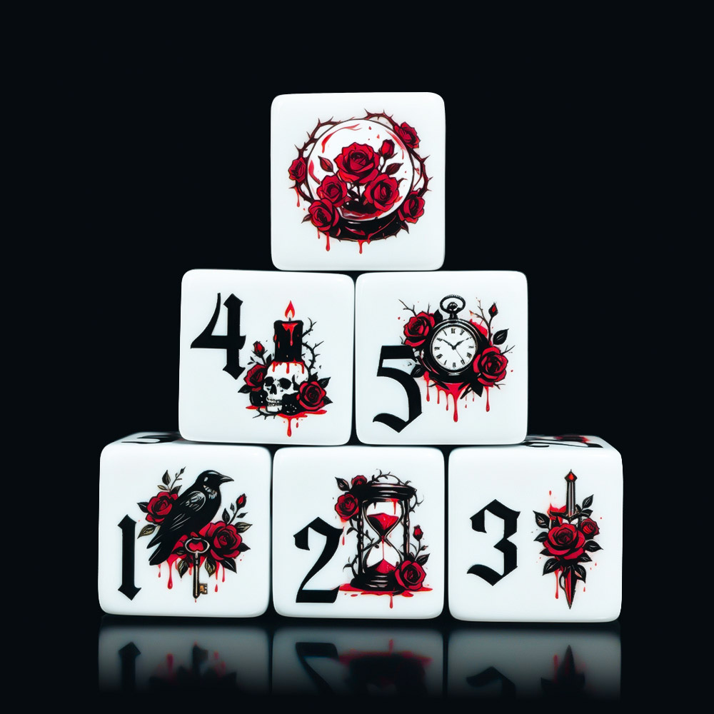 12Pcs Gothic Rose 16MM Printed - đánh giá và giá Board Game Print