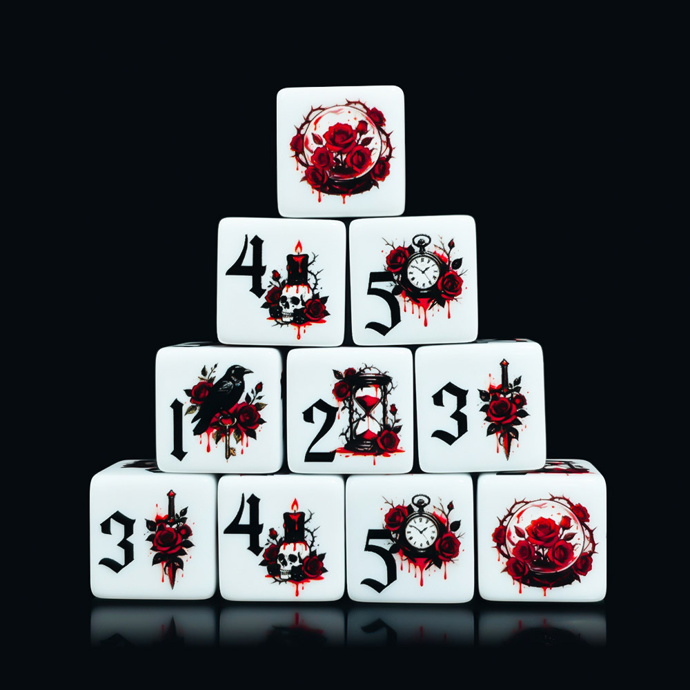 12Pcs Gothic Rose 16MM Printed - đánh giá và giá Board Game Print