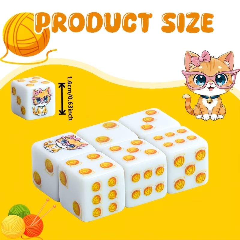 6Pcs Cat Paw Print Polyhedral  - đánh giá và giá Board Game Print