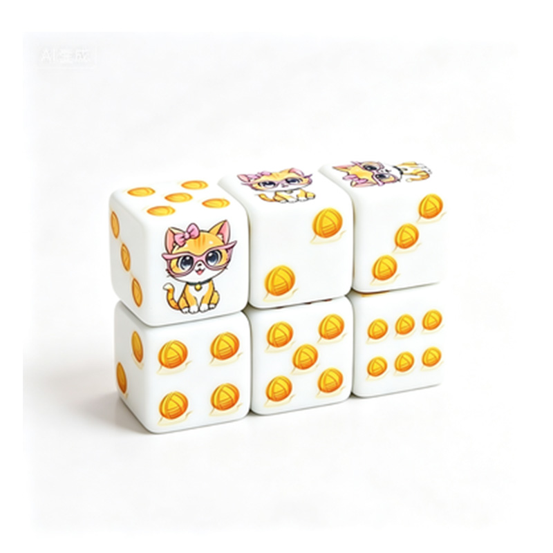 6Pcs Cat Paw Print Polyhedral  - đánh giá và giá Board Game Print