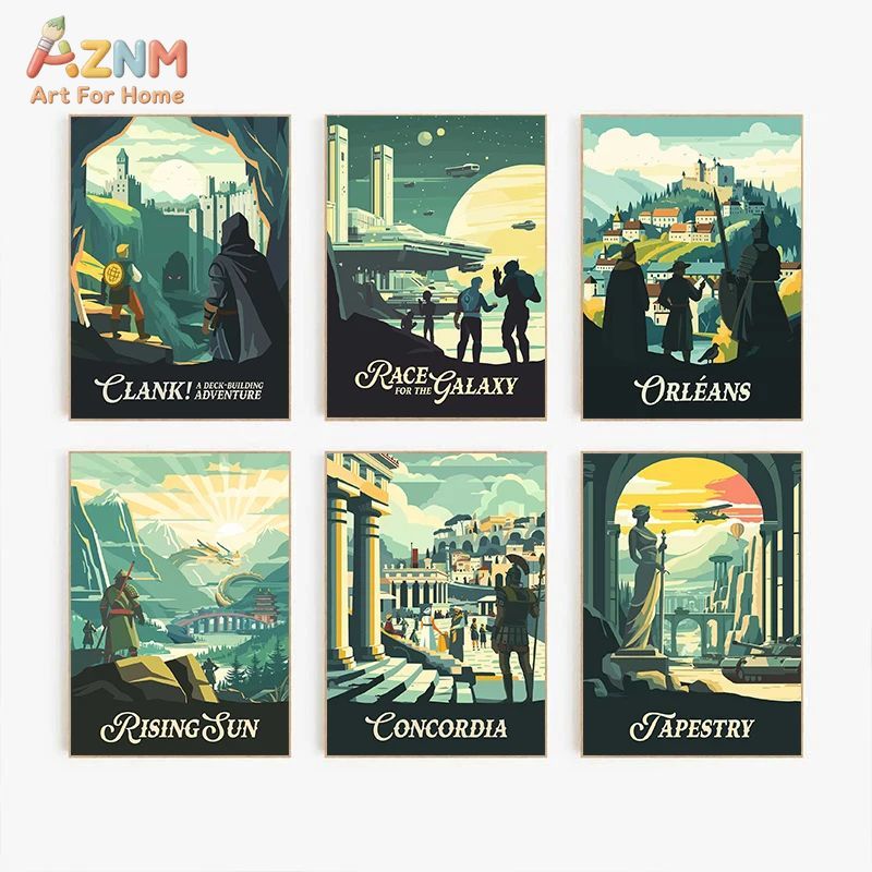 AZNM Retro Board Game Art Canv - đánh giá và giá Board Game Table