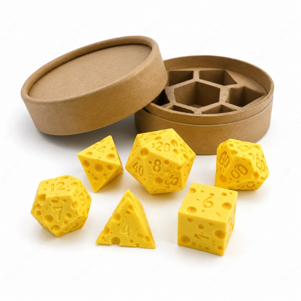 3D Printed Cheese Dice Set wit - đánh giá và giá Board Game Print