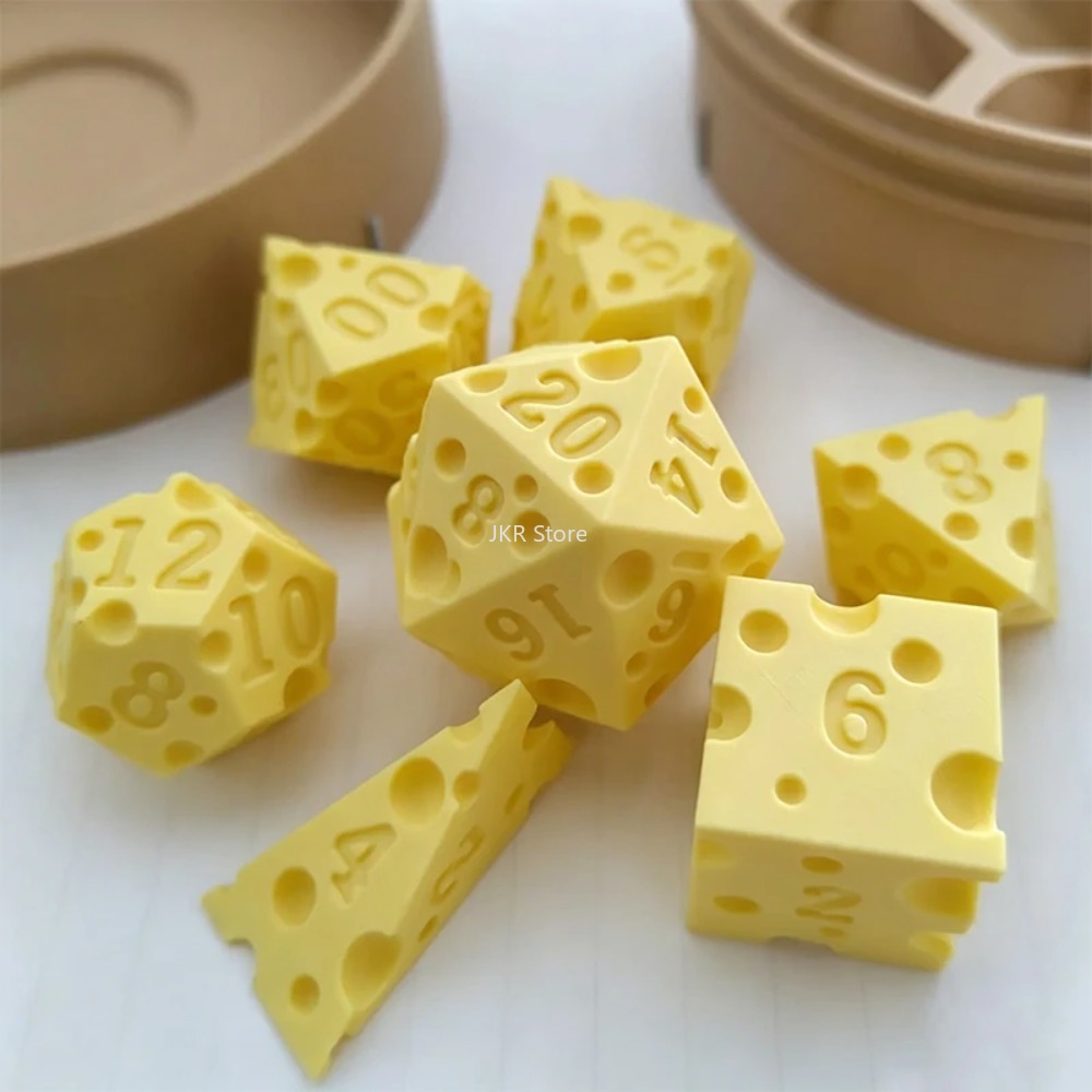 3D Printed Cheese Dice Set wit - đánh giá và giá Board Game Print