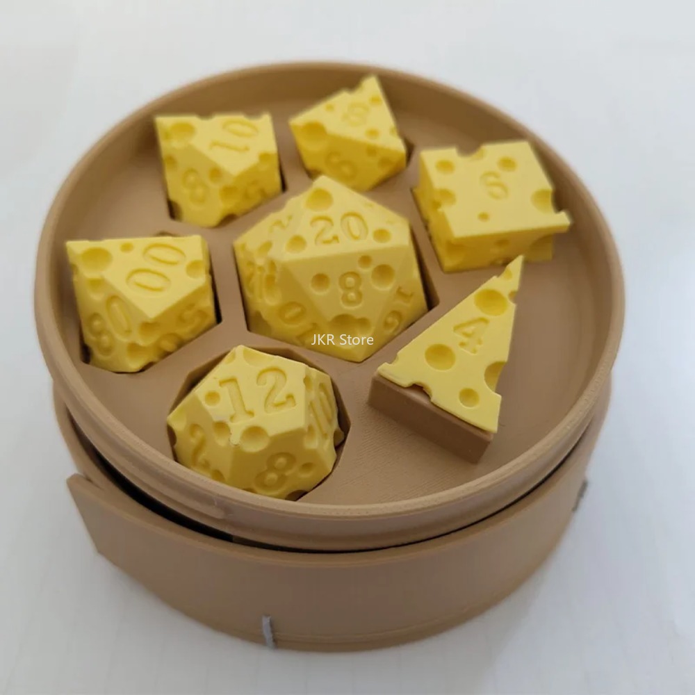 3D Printed Cheese Dice Set wit - đánh giá và giá Board Game Print